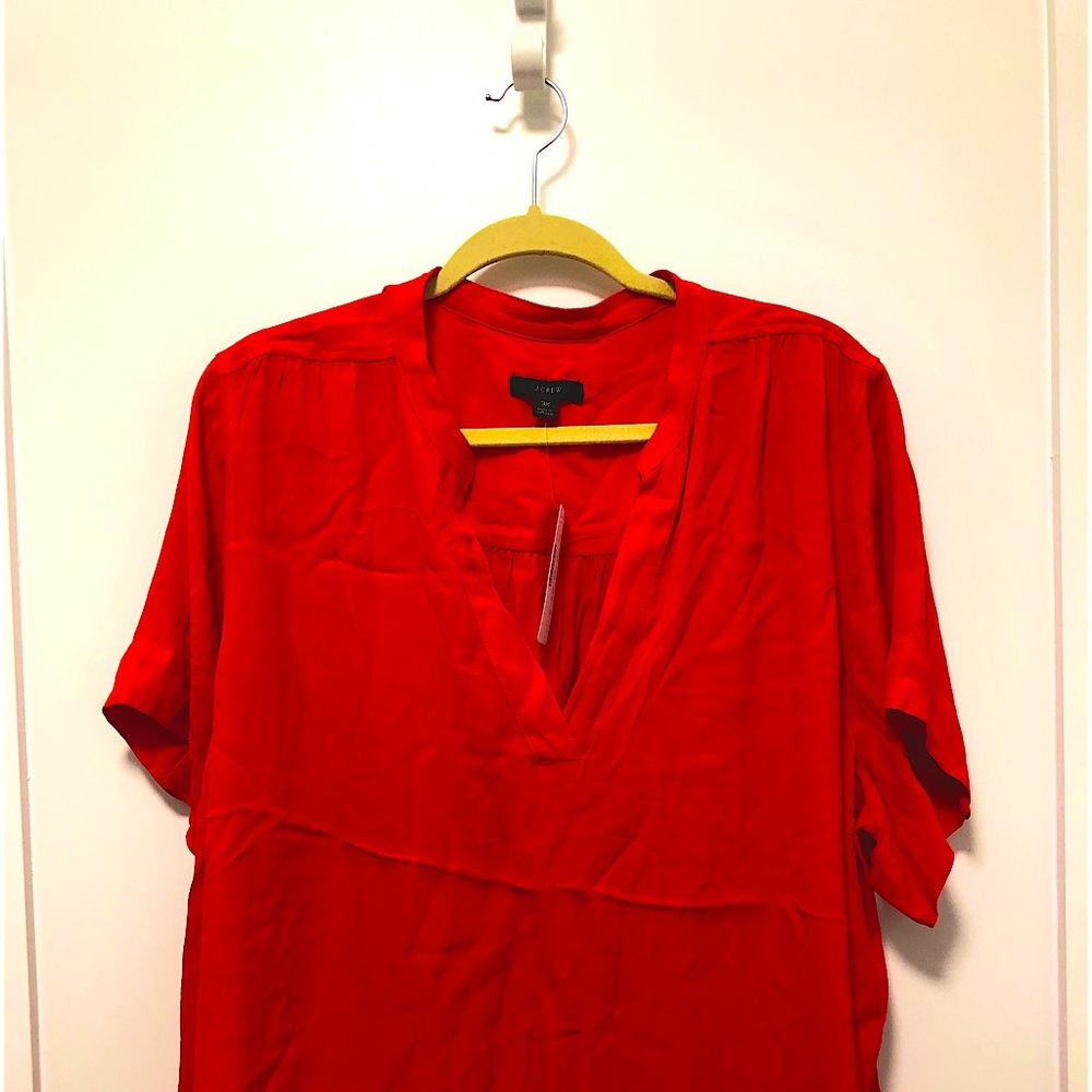 BRAND NEW JCREW Short Sleeve RED BLOUSE 3X